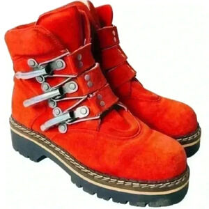 GEIER WALLY ORANGE SUEDE COMBAT BOOTS HIKING BOOTS MADE IN  AUSTRIA SIZE 35